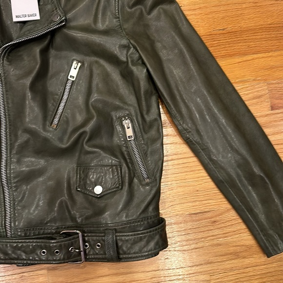 WALTER BAKER KINGSLEY LEATHER JACKET- SIZE MEDIUM - BASIL GREEN - Picture 5 of 9